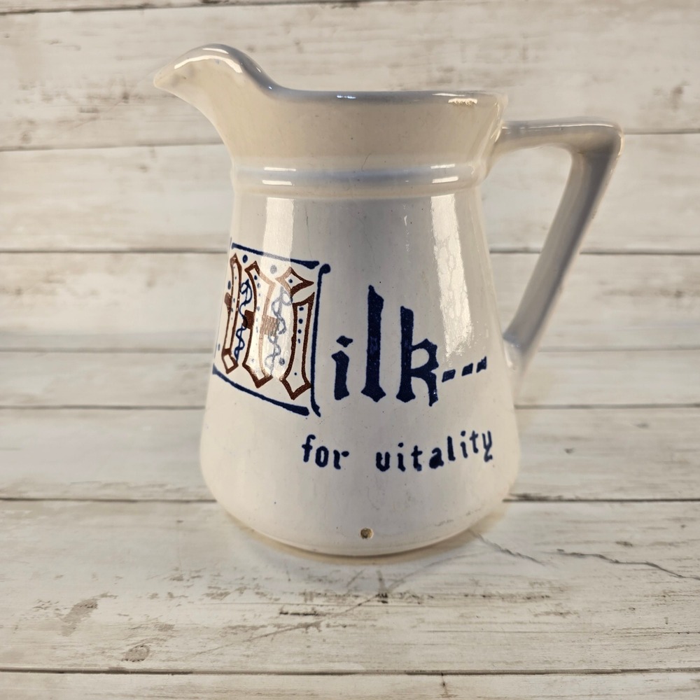 Vintage Stoneware Milk Pitcher for Vitality Ceramic Creamer Jug Farmhouse Decor
